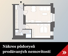 Nákres půdorysů prodávaných nemovitostí