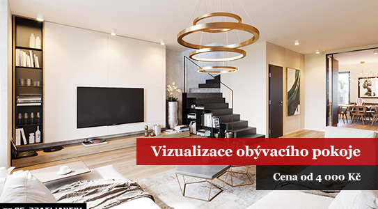 Vizualizace obývacího pokoje cena
